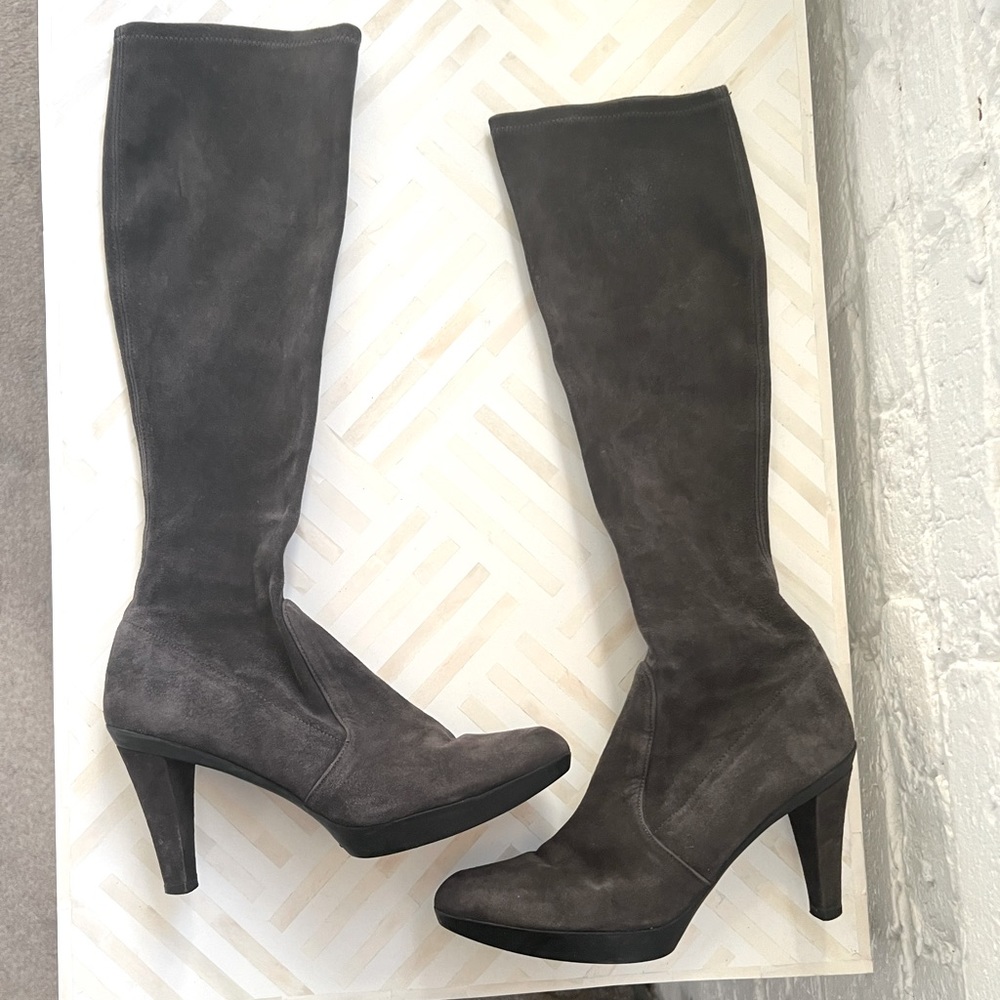 Stuart Weitzman Slate Gray Suede Boots